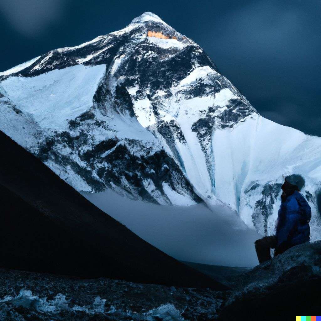 someone gazing at Mount Everest, photograph taken by Joel Santos